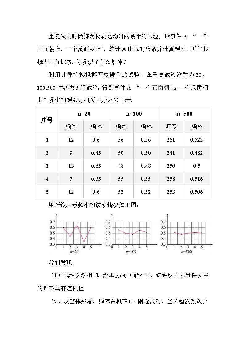 高中数学  人教A版（2019）必修二：10.3.1频率的稳定性教学设计02