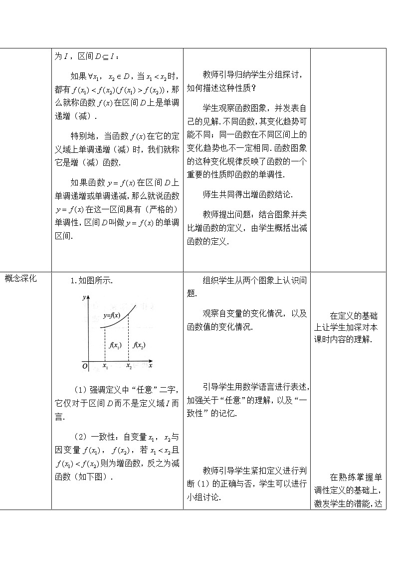 高中数学必修第一册人教A版（2019）《3.2函数的单调性》教学设计一（表格式）02