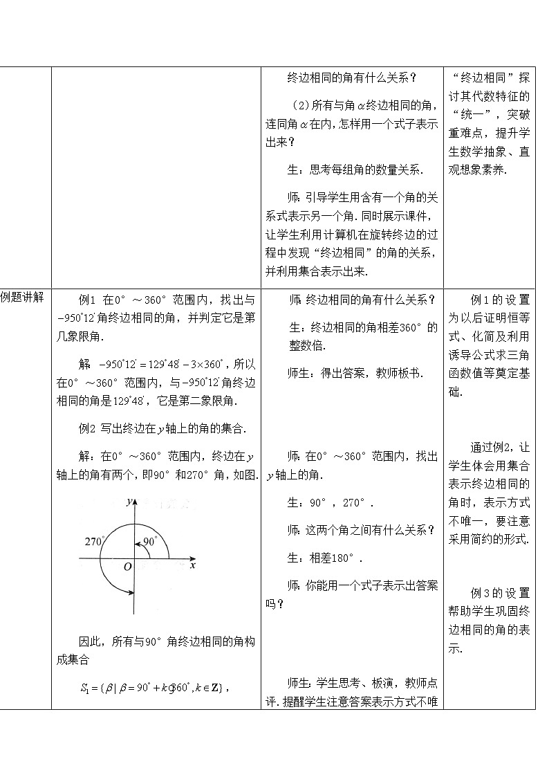 高中数学必修第一册人教A版（2019）5.1.1《任意角》教学设计（表格式）03