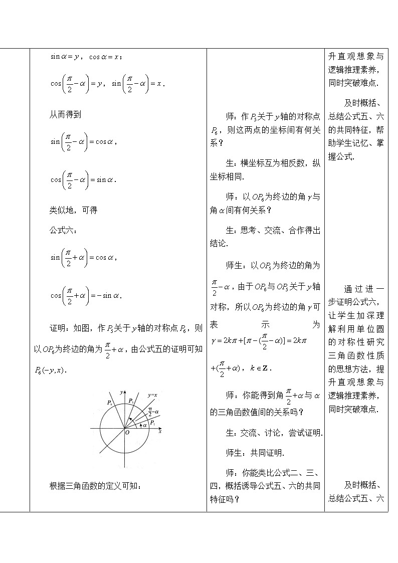 高中数学必修第一册人教A版（2019）5.3《诱导公式五、六》教学设计一（表格式）02