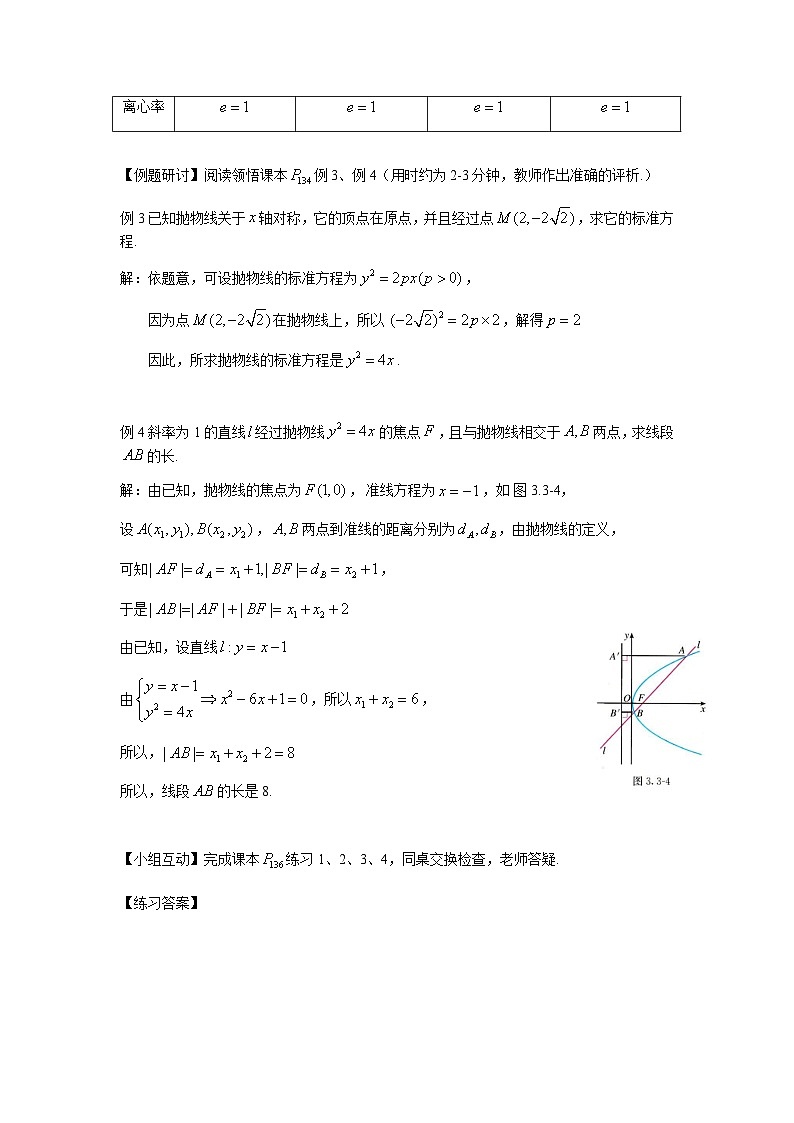高中数学人教A版（2019）选择性必修第一册 3.3.2 抛物线的简单几何性质 教案03