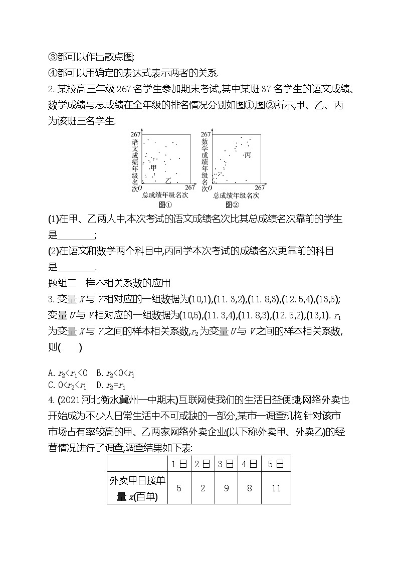 高中数学人教A版（2019）选择性必修第三册8.1成对数据的统计相关性 梯度式分层训练（含解析）03
