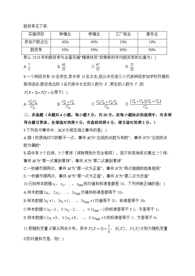 高中数学（人教A版2019） 选择性必修第三册  第七章 随机变量及其分布  测试卷（含解析）02