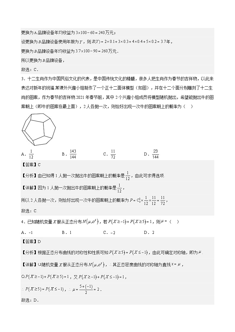 高中数学（人教A版2019）选择性必修第三册 同步备课试题  第7章  随机变量及其分布全章复习（单元测试）  Word版含解析02