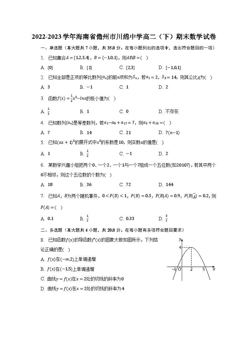 2022-2023学年海南省儋州市川绵中学高二（下）期末数学试卷（含解析）第1页