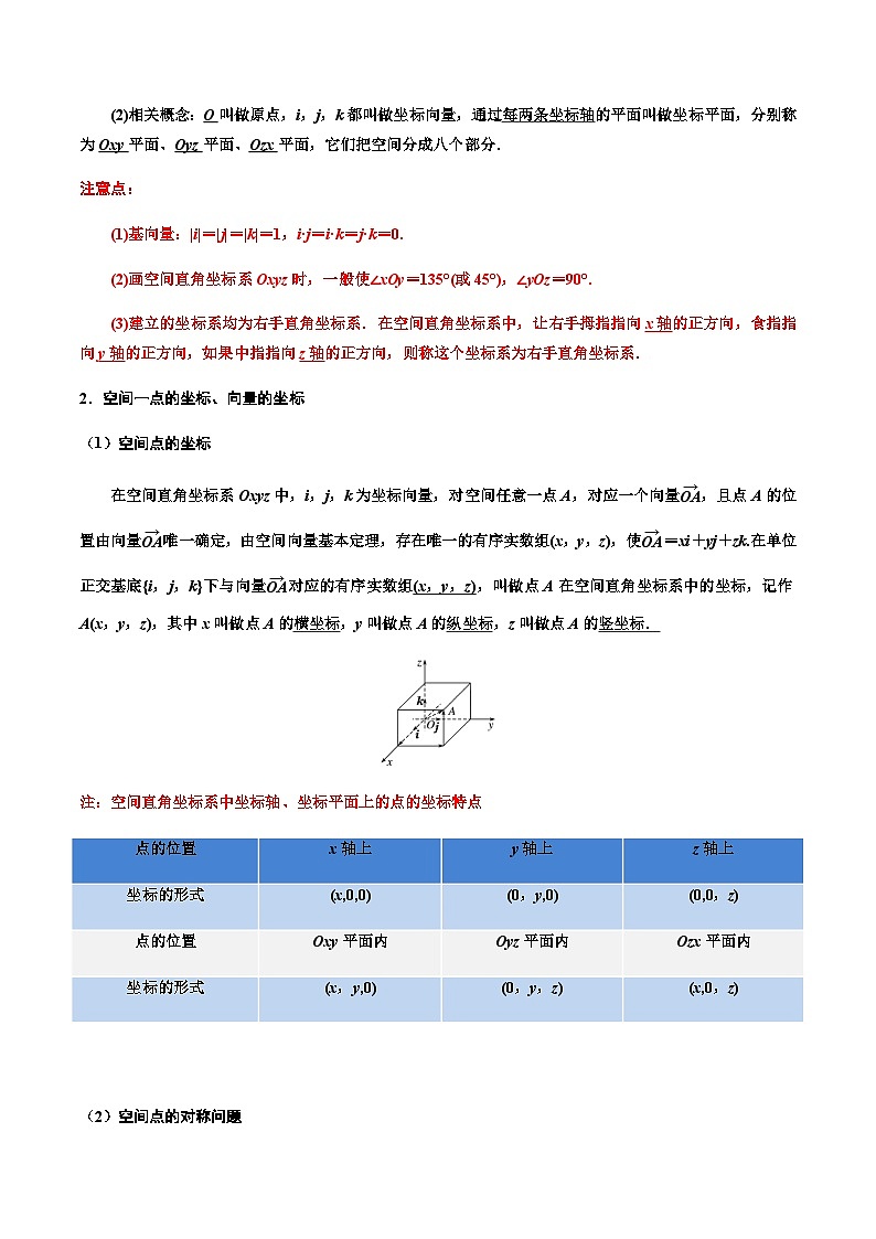 1.3空间向量及其运算的坐标表示 -2023-2024学年高二数学同步精品讲义（人教A版2019选择性必修第一册）（解析版） 第2页