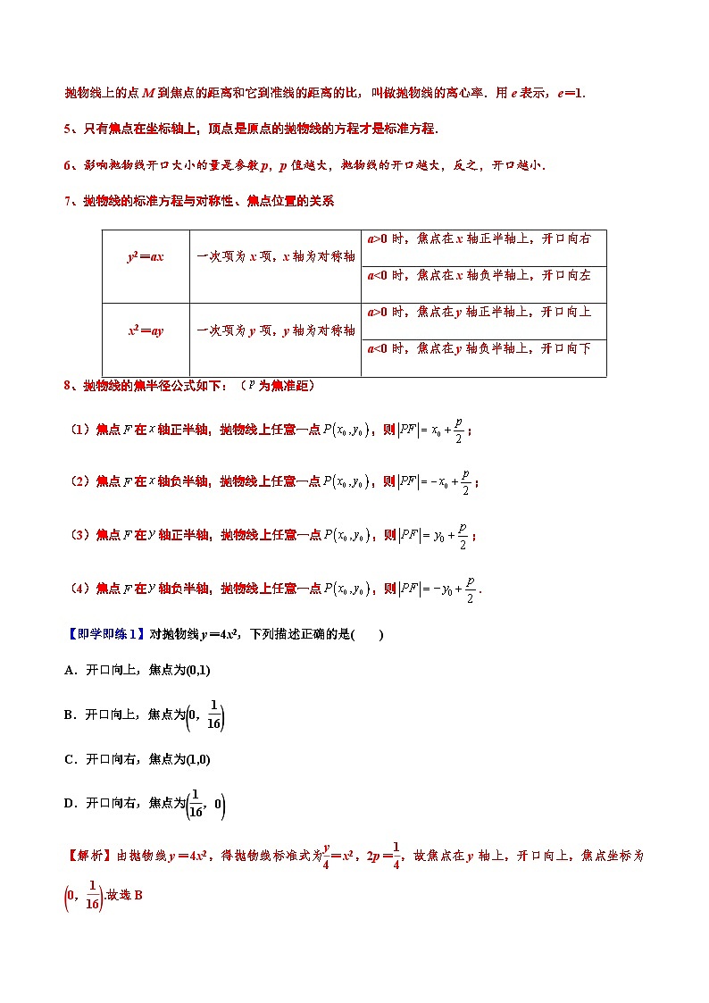 3.3.2抛物线的简单几何性质 -2023-2024学年高二数学同步精品讲义（人教A版2019选择性必修第一册）（解析版）第3页