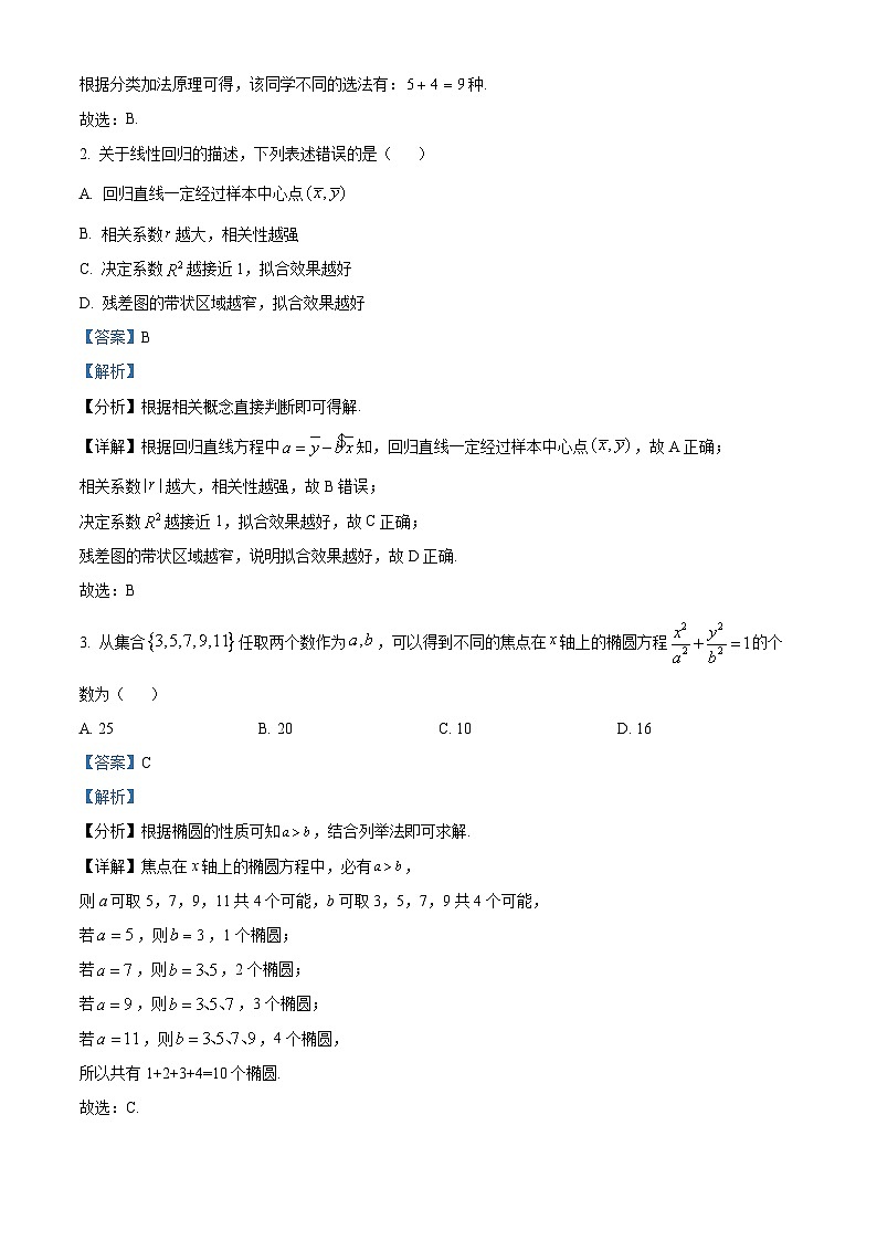 山西省2022-2023学年高二数学下学期期中试题（Word版附解析）02