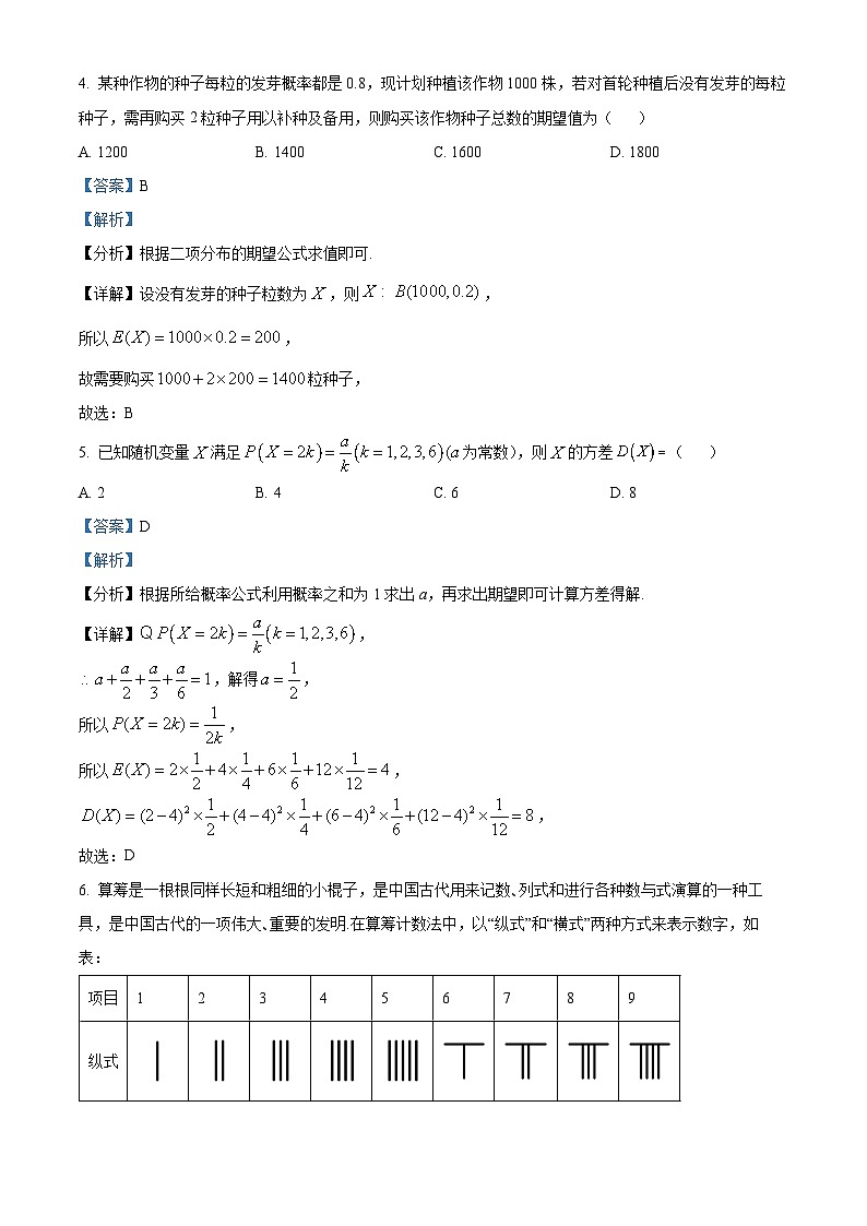 山西省2022-2023学年高二数学下学期期中试题（Word版附解析）03