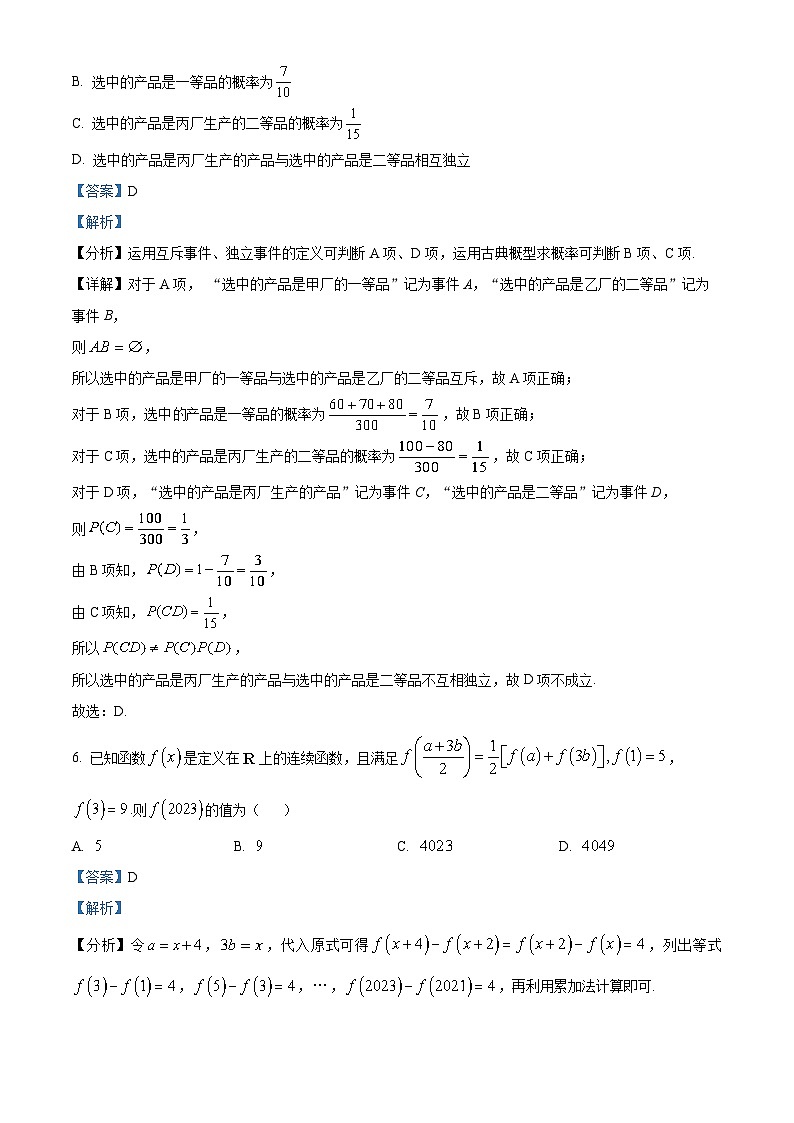 山西省临汾市2023届高三数学二模试题（Word版附解析）03