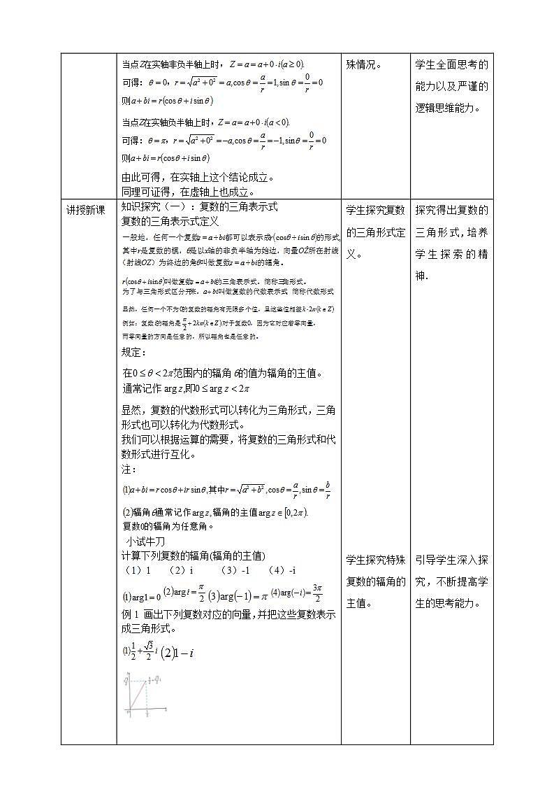 人教A版 2019 高一必修2数学 7.3 复数的三角表示 课件+教案02