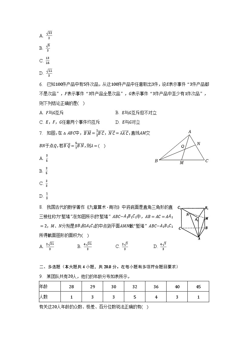 2022-2023学年山东省青岛九中高一（下）期末数学试卷（含解析）第2页