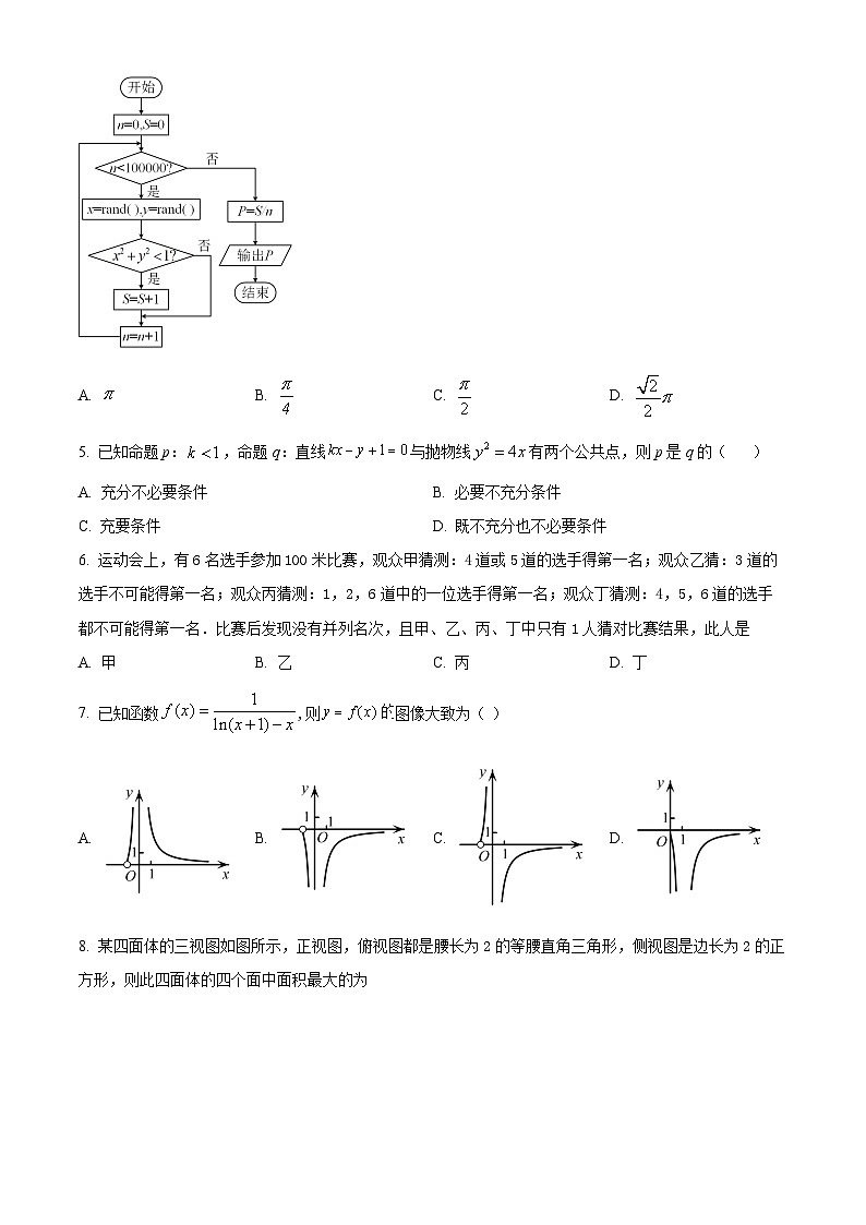 精品解析：四川省成都石室中学2024届高三零诊模拟考试理科数学试题（原卷版）第2页