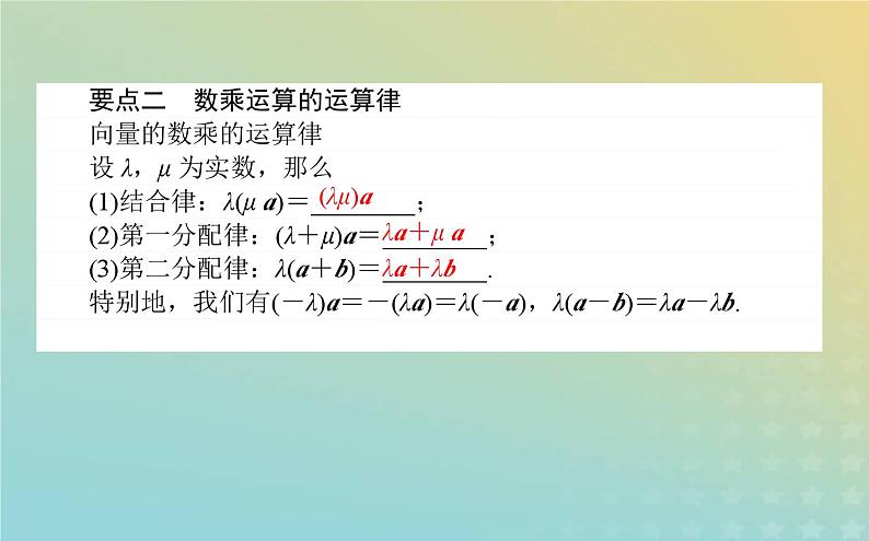 新教材2023版高中数学第二章平面向量及其应用3从速度的倍数到向量的数乘3.1向量的数乘运算课件北师大版必修第二册04
