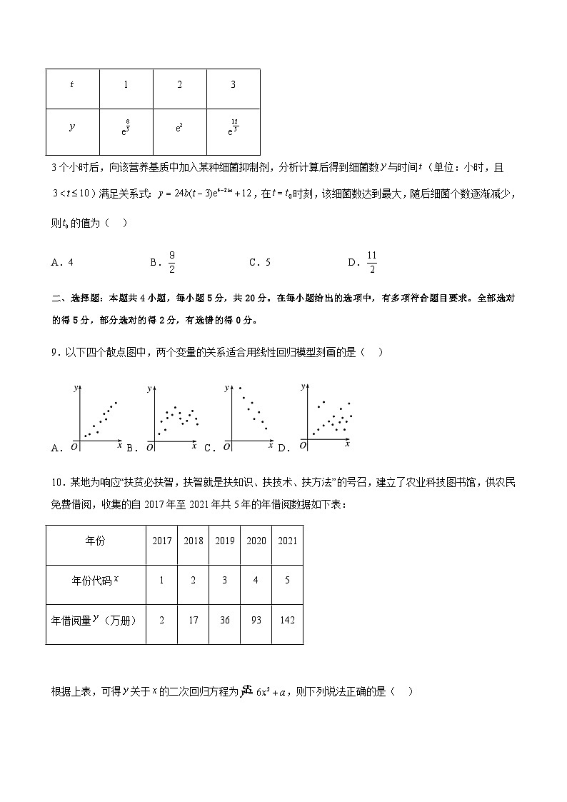 第八章成对数据的统计分析综合检测卷-2023-2024学年高二数学考点讲解练（人教A版2019选择性必修第三册）（原卷版）第3页