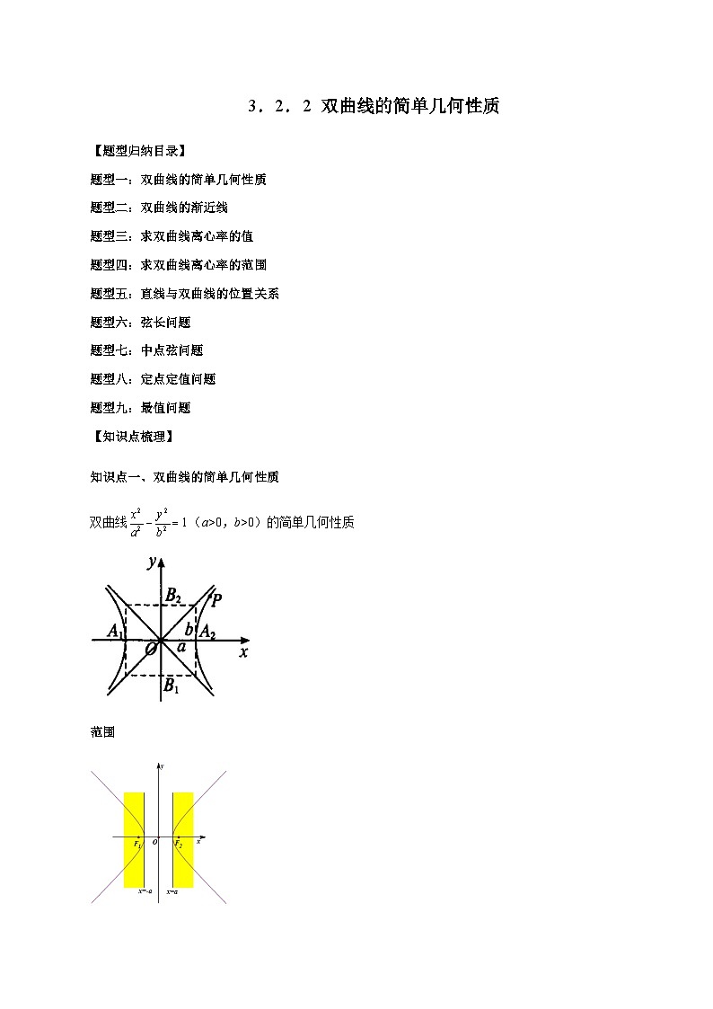 3.2.2 双曲线的简单几何性质-2023-2024学年高二数学新教材同步配套教学讲义（人教A版2019选择性必修第一册）01