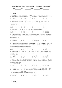 山东省菏泽市2022-2023学年高一下学期期中数学试题（含解析）