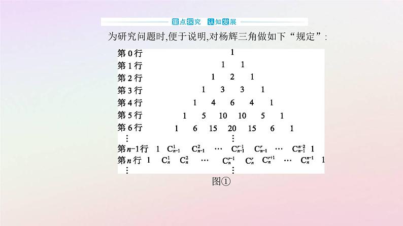 新教材2023高中数学数学探究杨辉三角的性质与应用课件新人教A版选择性必修第三册05