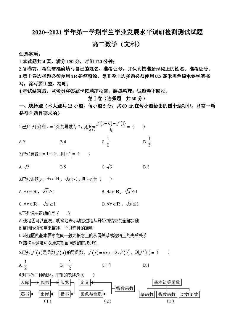 陕西省延安市延安新区2020-2021学年高二上学期学生发展水平调研检测(期末)文科数学试题01
