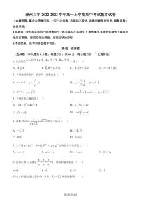 福建漳州三中2022-2023学年高一上学期期中数学试题（原卷版+解析版）