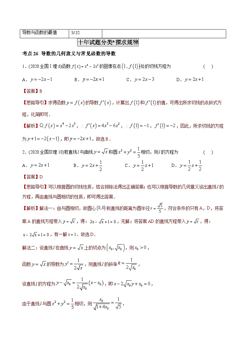 2011-2020年高考数学真题分类汇编 专题08 导数在研究函数图像与性质中的综合应用（含解析）03