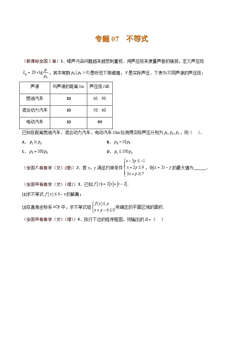 2023年高考真题和模拟题数学分项汇编（全国通用）专题07+不等式01