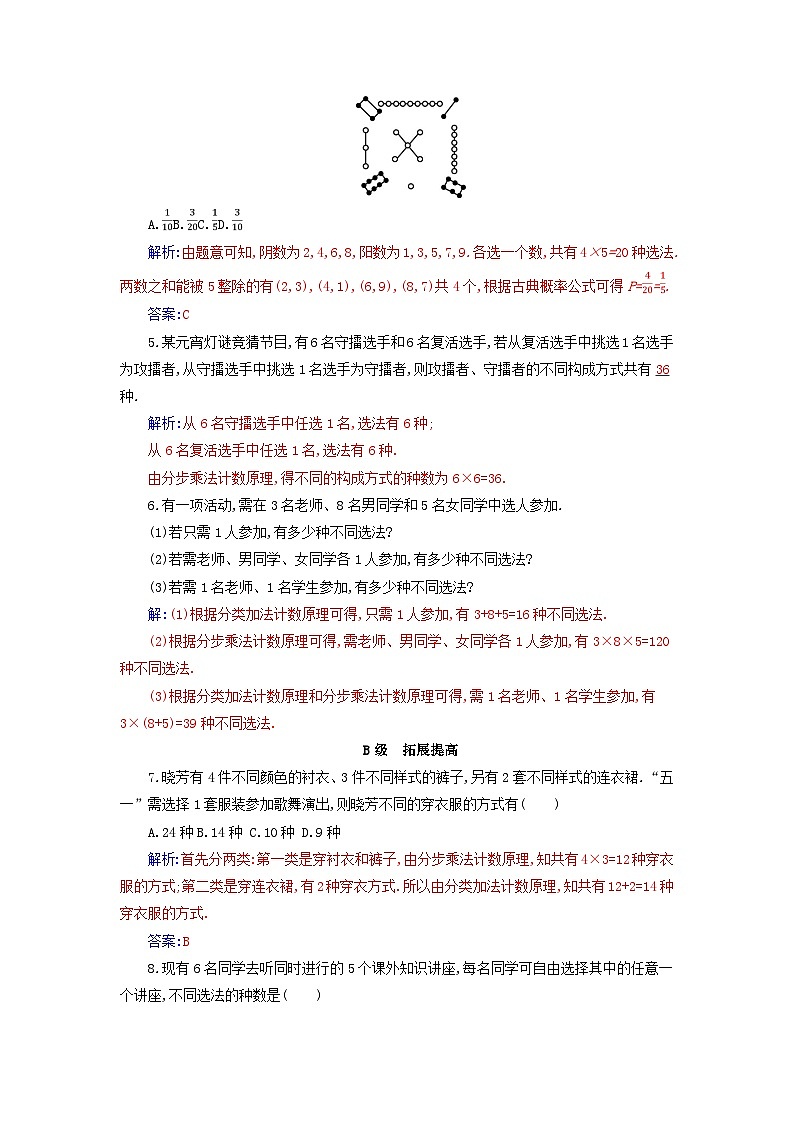 新教材2023高中数学第六章计数原理6.1分类加法计数原理与分步乘法计数原理第1课时两个计数原理及其简单应用分层演练新人教A版选择性必修第三册02