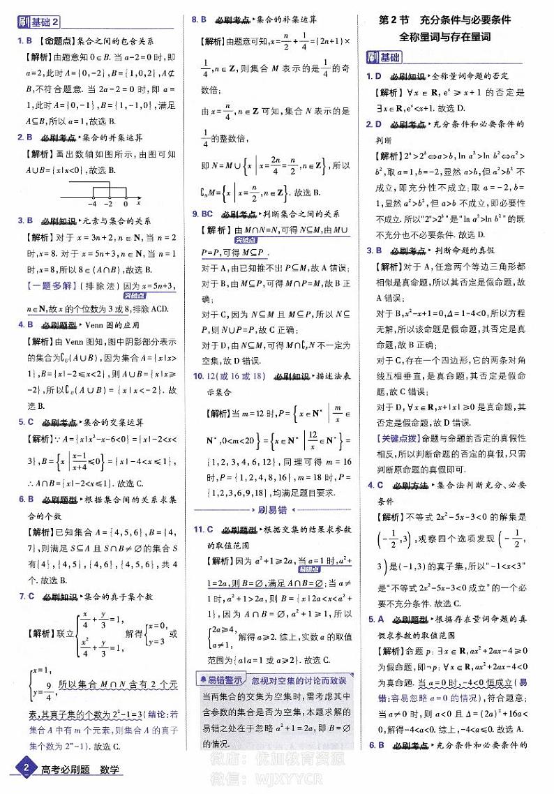 2024.高考必刷题合订本.新教材版.数学.答案第2页