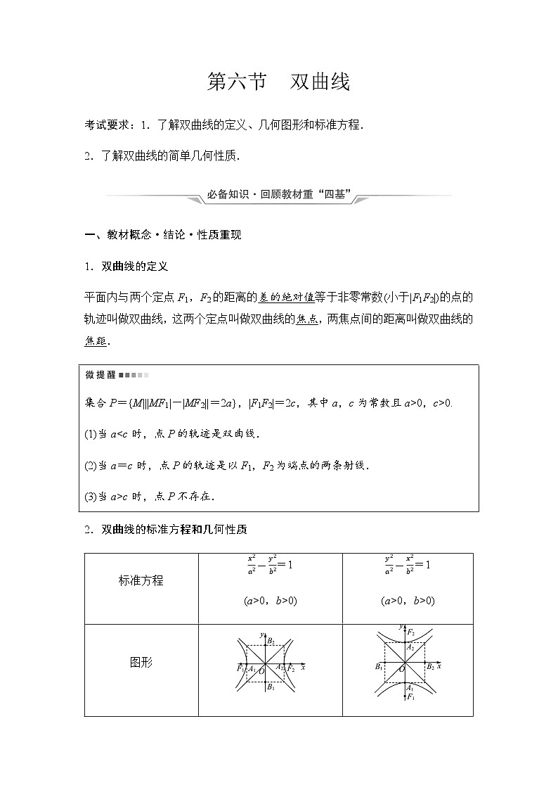 2024届高考数学一轮复习第8章第6节双曲线学案01