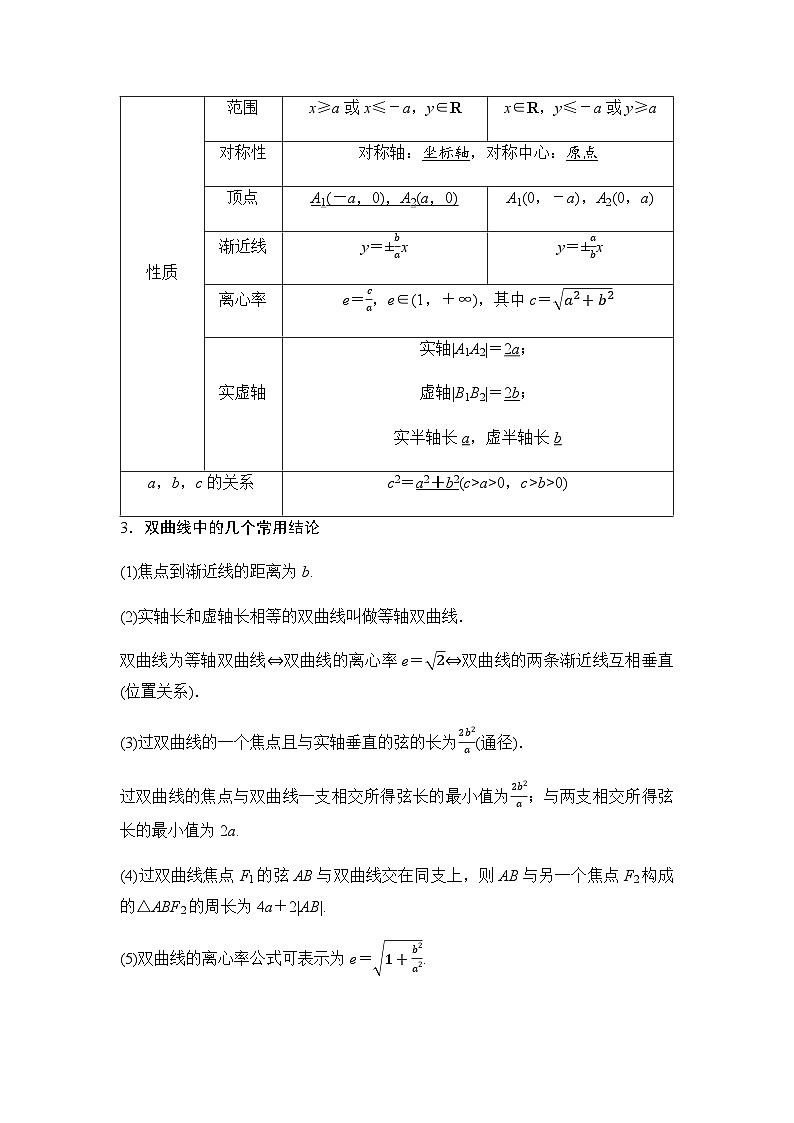 2024届高考数学一轮复习第8章第6节双曲线学案02
