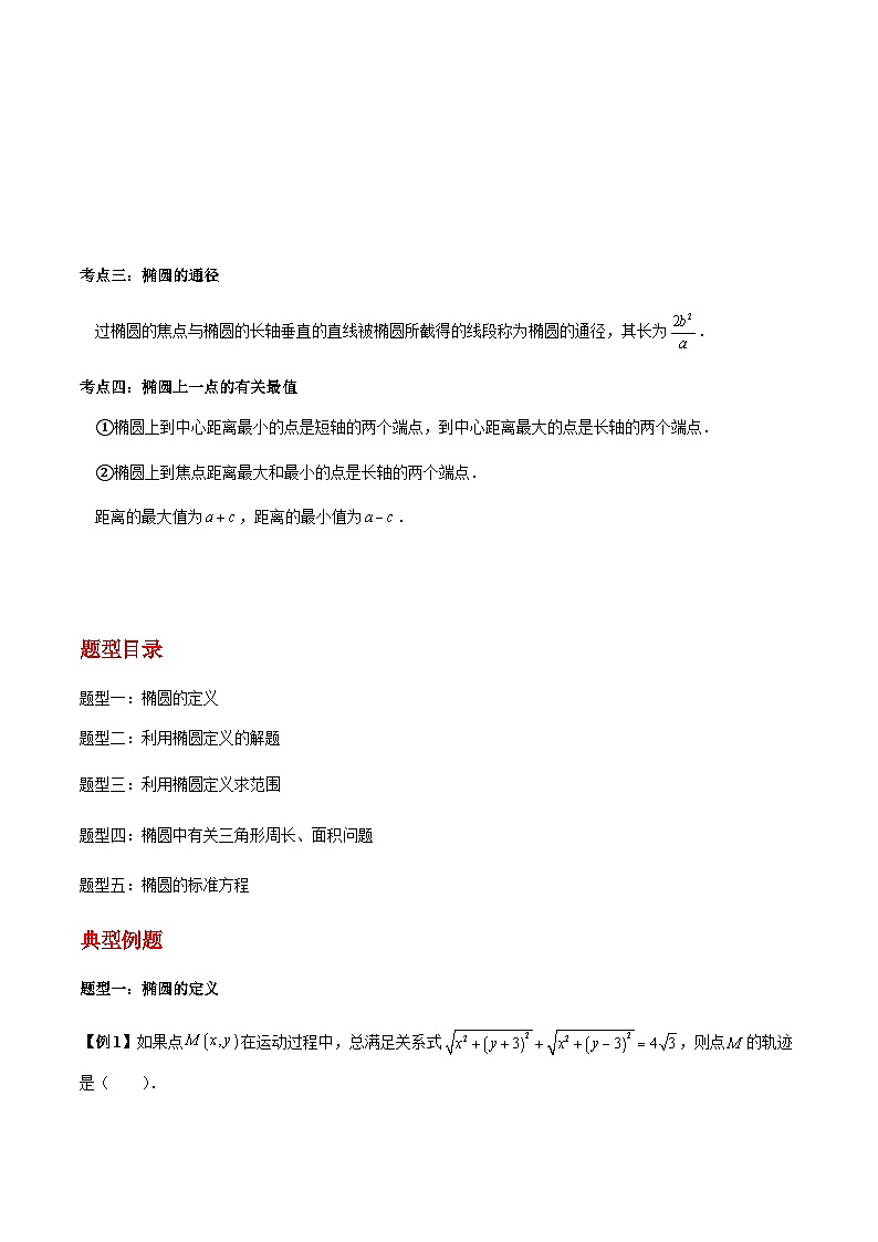 第13讲  椭圆及其标准方程5种常考基础题型-【同步题型讲义】2023-2024学年高二数学同步教学题型讲义（人教A版2019选择性必修第一册）02