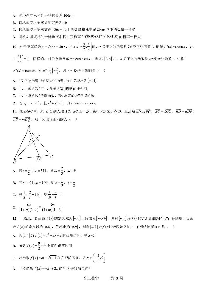 2024届辽宁省沈阳市东北育才学校科学高中部适应性测试（一）（试卷）第3页