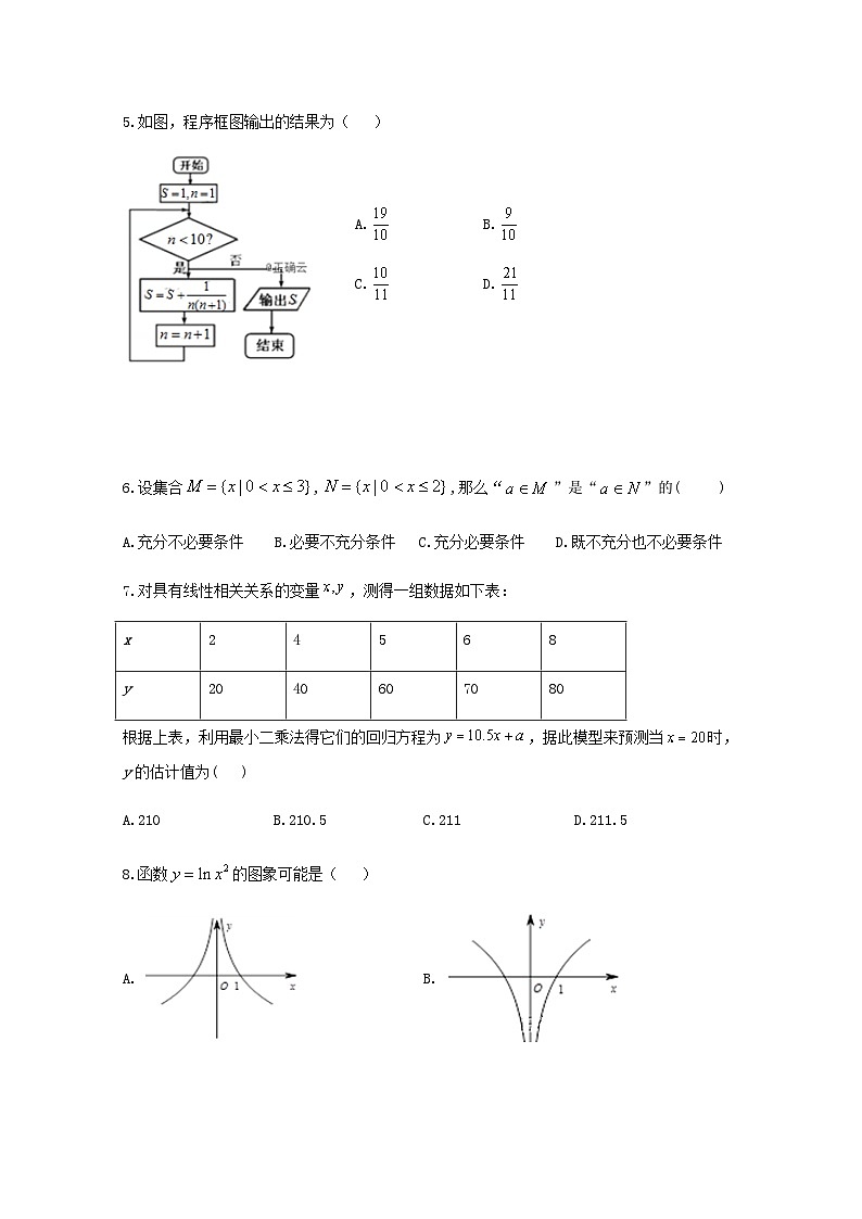 云南省峨山彝族自治县第一中学2020-2021学年高二上学期期中考试数学（理）试题 Word版含答案第2页