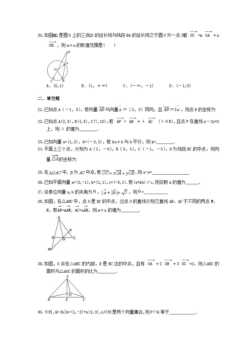 高考数学二轮复习题海集训22 平面向量的基本定理及坐标表示（30题含答案）第3页