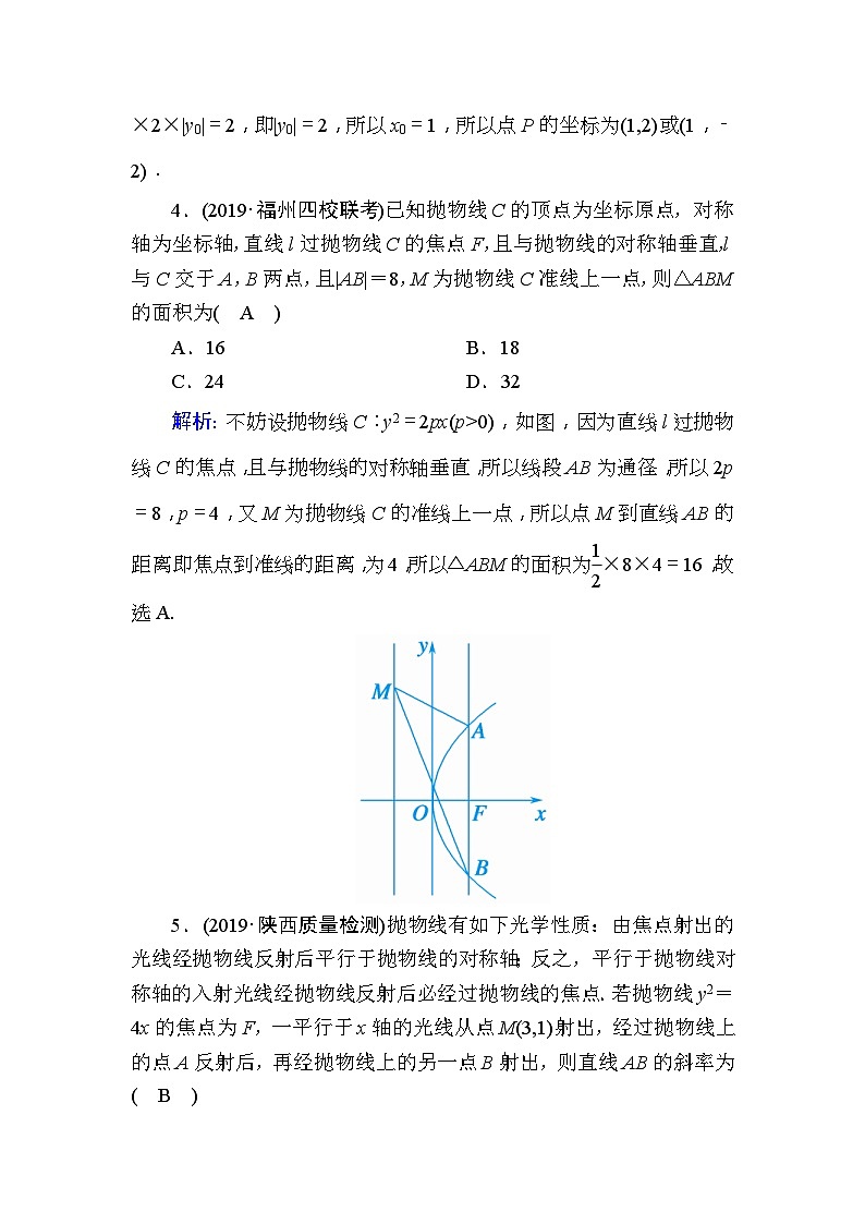 高考数学一轮复习课时作业：54 抛物线 Word版含解析02