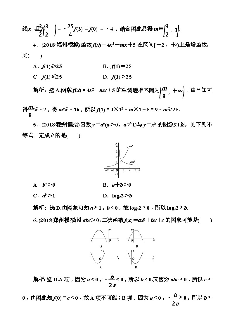 高考数学一轮复习检测：第1章第6节 二次函数与幂函数 含解析第2页