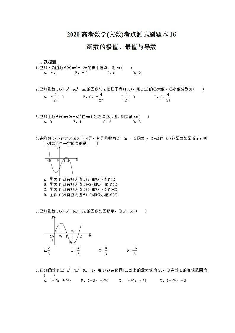 高考数学一轮复习考点测试刷题本16 函数的极值、最值与导数（含答案解析）第1页