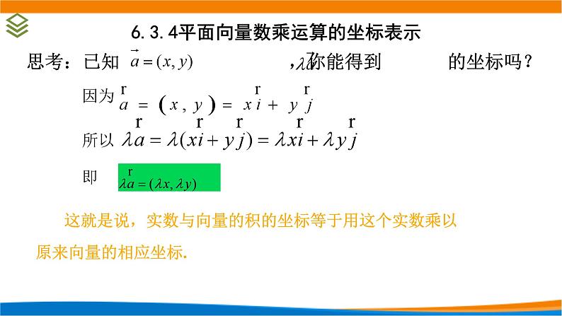 新人教A版高中数学必修二《6.3.4平面向量数乘运算的坐标表示》课件第3页