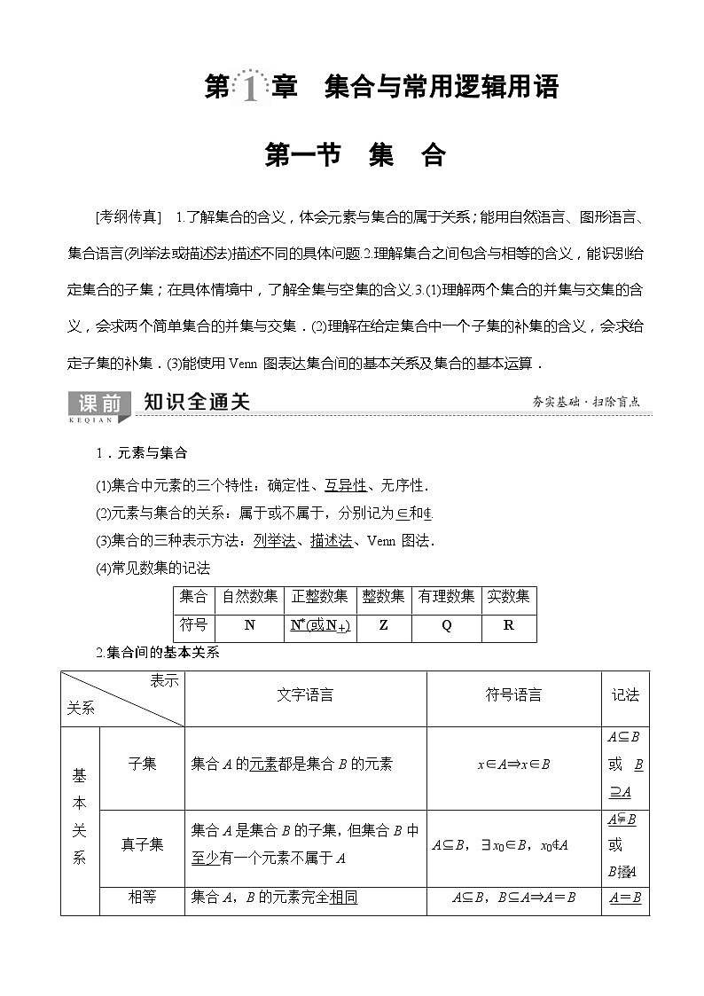高考数学一轮复习教案 第1章_第1节_集合（含答案解析）第1页