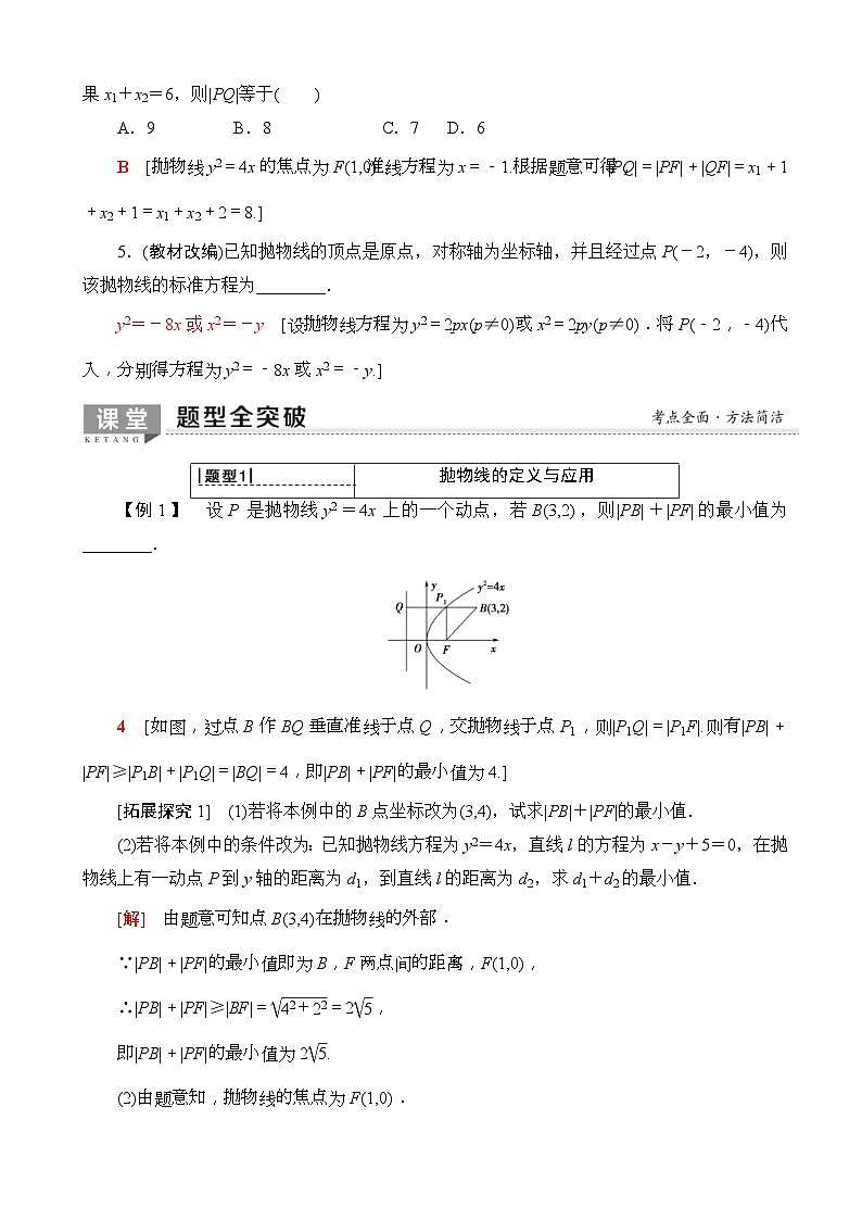 高考数学一轮复习教案 第8章_第7节_抛物线（含答案解析）03