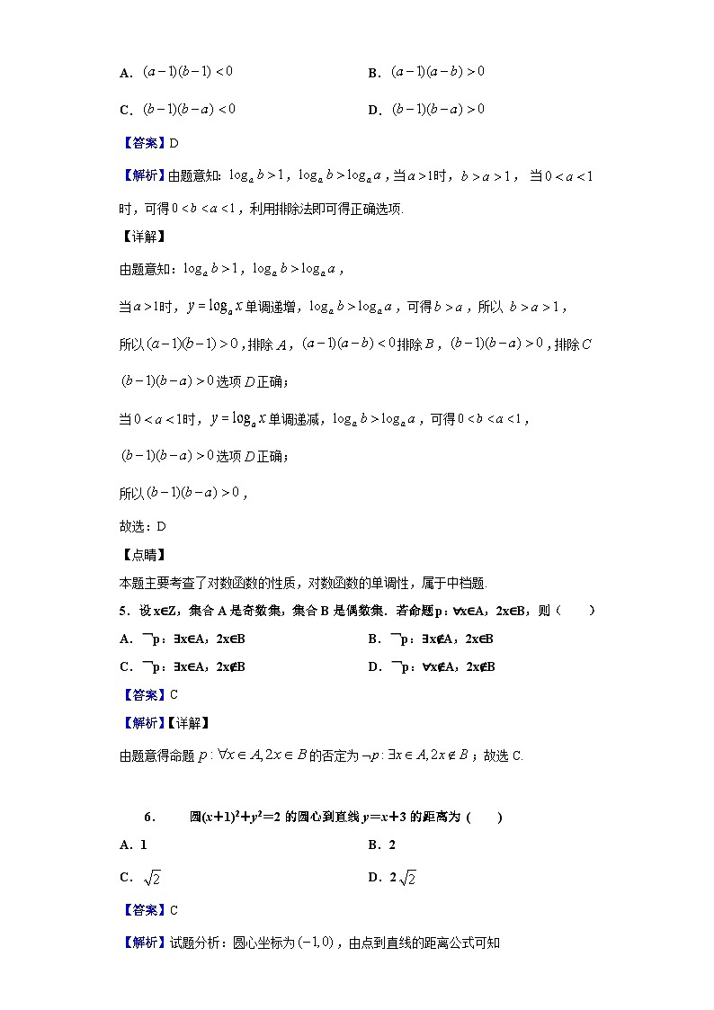 2021届四川省新津中学高三9月月考数学（文）试题（解析版）第2页