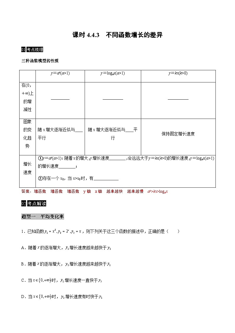 【同步学案】高中数学人教A版(2019)必修第一册--课时4.4 对数函数 学案 3课时（Word版含答案）01