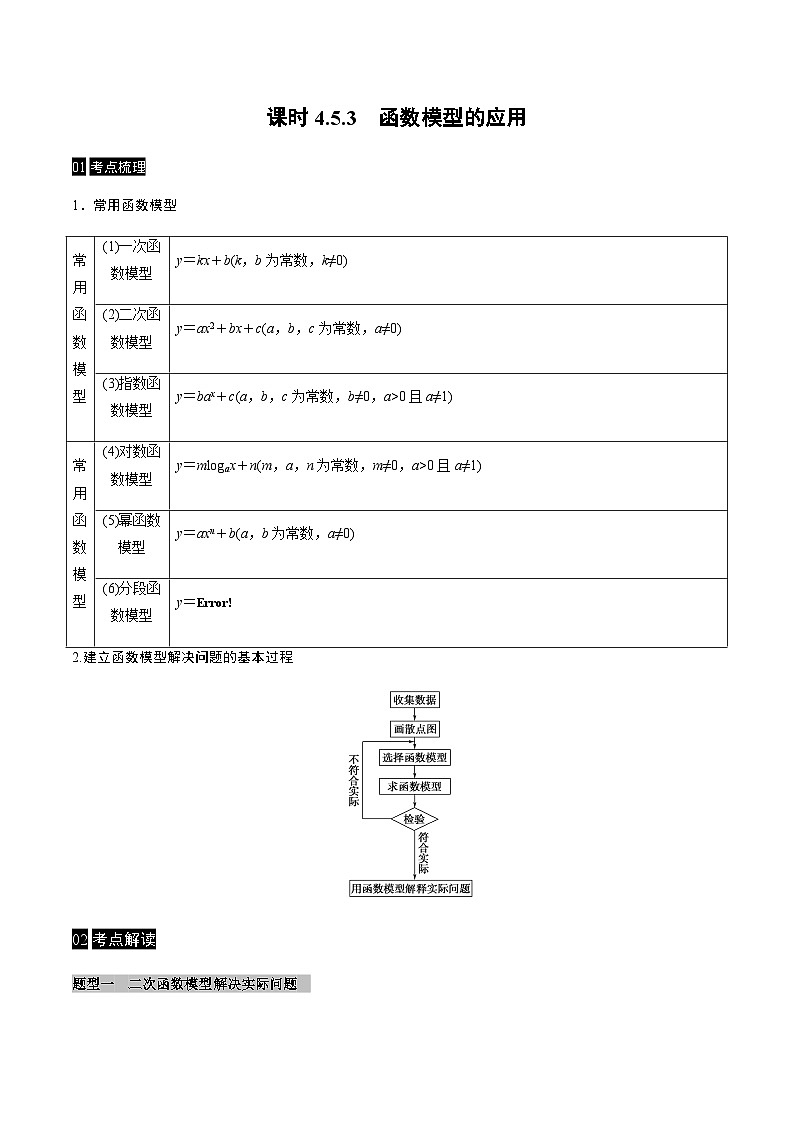 【同步学案】高中数学人教A版(2019)必修第一册--课时4.5 函数的应用（二）学案 3课时（Word版含答案）01