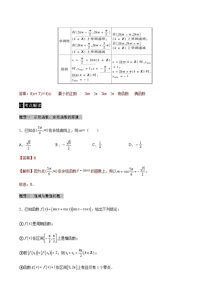 【同步学案】高中数学人教A版(2019)必修第一册--课时5.4 三角函数的图像与性质 学案（Word版含答案）02