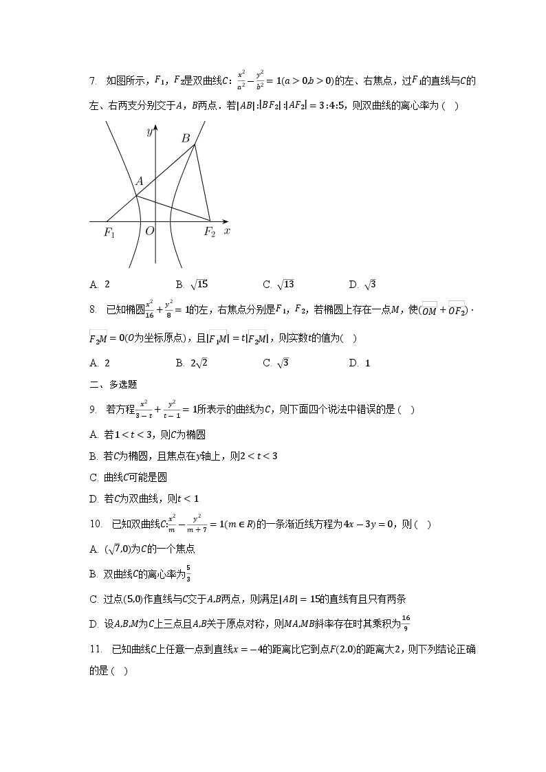 【阶段测试】高中数学人教A版(2019)选修第一册--第三章圆锥曲线的方程 单元复习题02