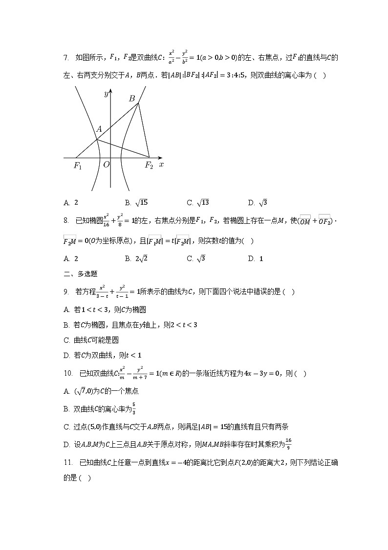 【阶段测试】高中数学人教A版(2019)选修第一册--第三章圆锥曲线的方程 单元复习题02