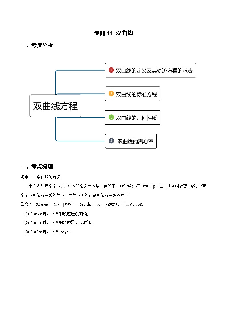 专题11 双曲线（重难点突破）-2023-2024学年高二数学上学期精品讲义（人教A版）01
