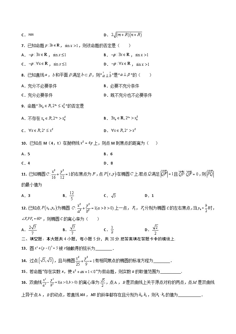 高二（上）第三次月考测试卷（A卷 基础巩固）（原卷版）-高二数学上学期精品讲义（人教A版）第2页