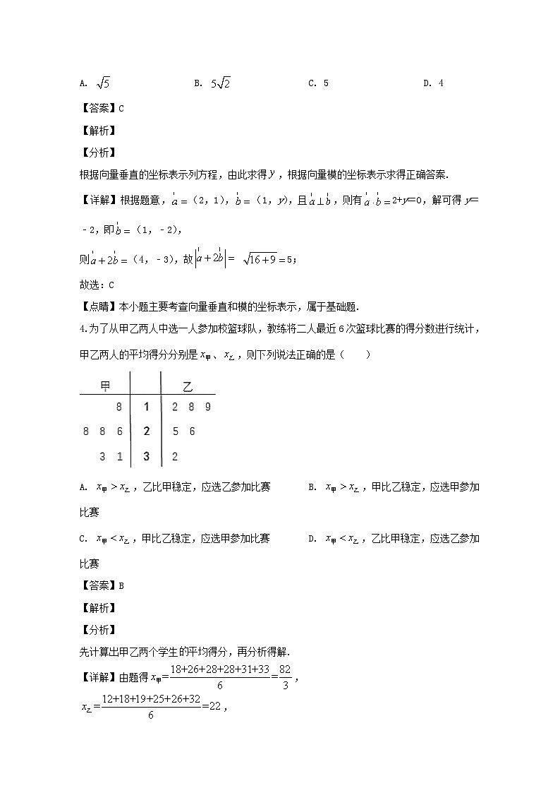 东北三省四市教研联合体2020届高三模拟考试试卷（二）数学（文科）试题 Word版含解析02