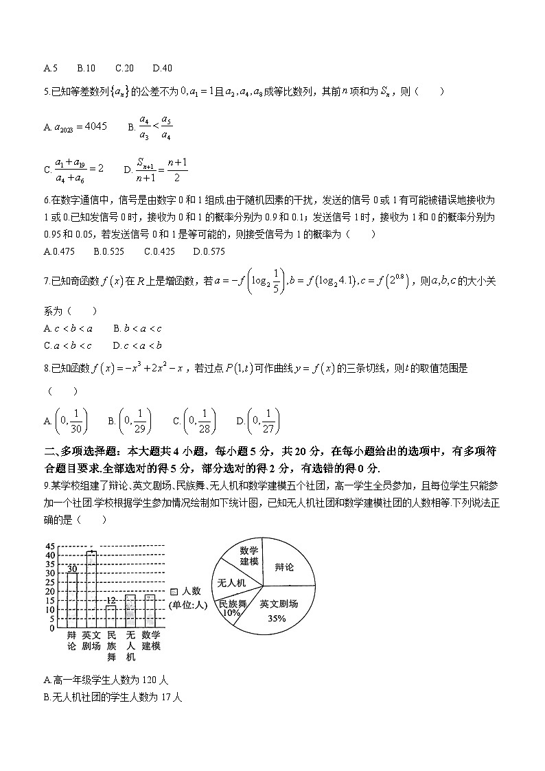 广东省六校2024届高三上学期第一次联考数学试卷（及答案）第2页